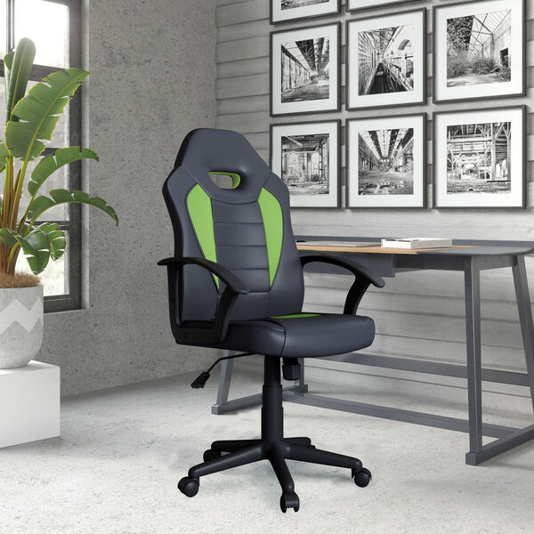 Hendricks Green Gaming Office Chair with Vegan Leather, image 2