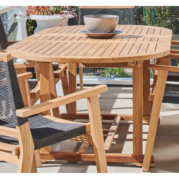 January Nature Sand Teak Oval Teak Teak Outdoor Dining Table with Double Extensions, image 2