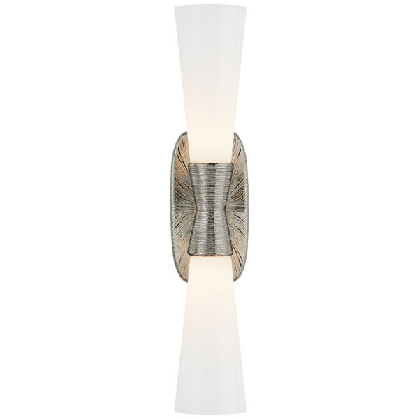 Utopia Large Double Bath Sconce in Polished Nickel with White Glass by Kelly Wearstler, image 1