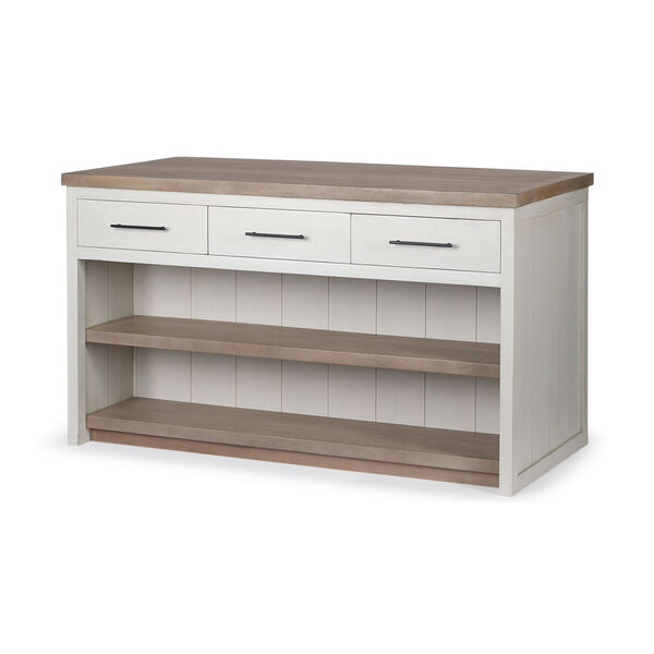 Fairview II White and Brown Two-Tone Stain Solid Wood Kitchen Island, image 1