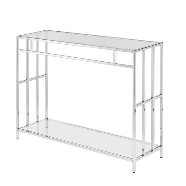 Mission Clear Glass and Chrome 12-Inch Console Table, image 3