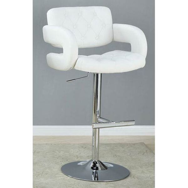 White 29-Inch Contemporary Adjustable Height Bar Stool, image 1