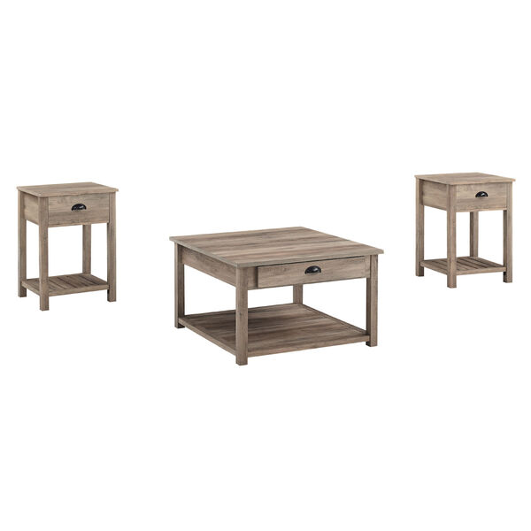 Grey Wash Coffee Table and Side Table Set, 3-Piece, image 6