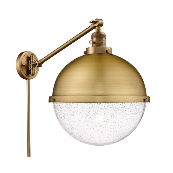 Franklin Restoration Hampden Brushed Brass 13-Inch One-Light Swing Arm with Seedy Shade, image 1