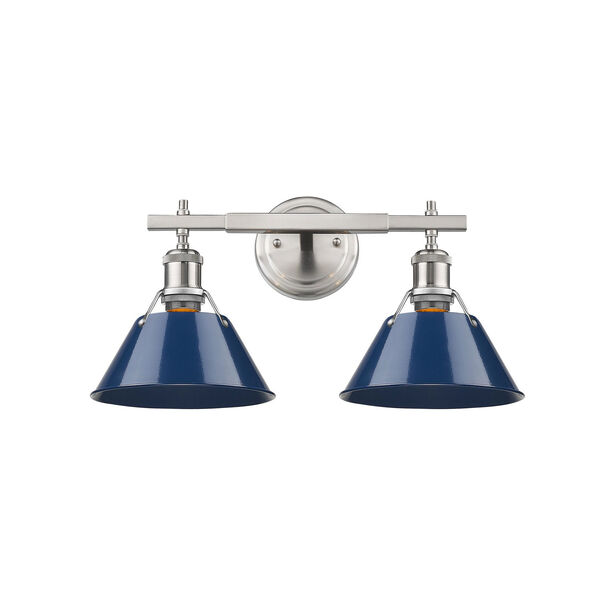 Orwell Pewter Two-Light Bath Vanity with Navy Blue Shades, image 2