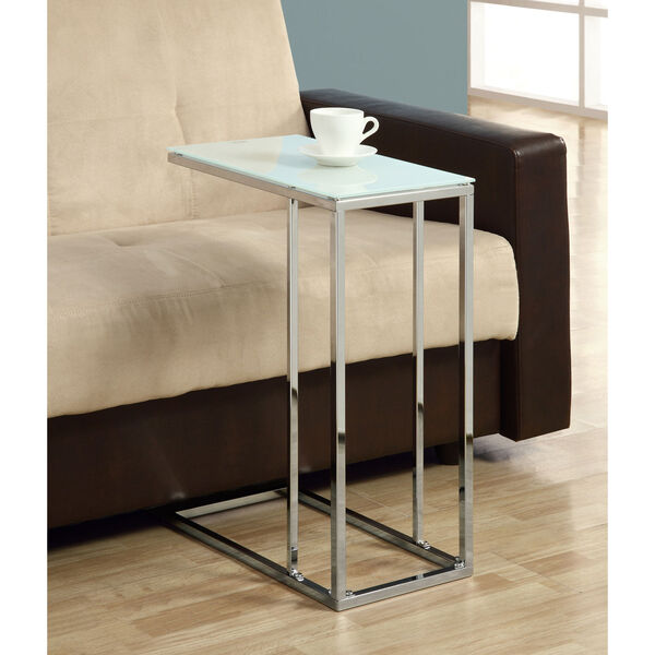 Accent Table - Chrome Metal with Frosted Tempered Glass, image 1