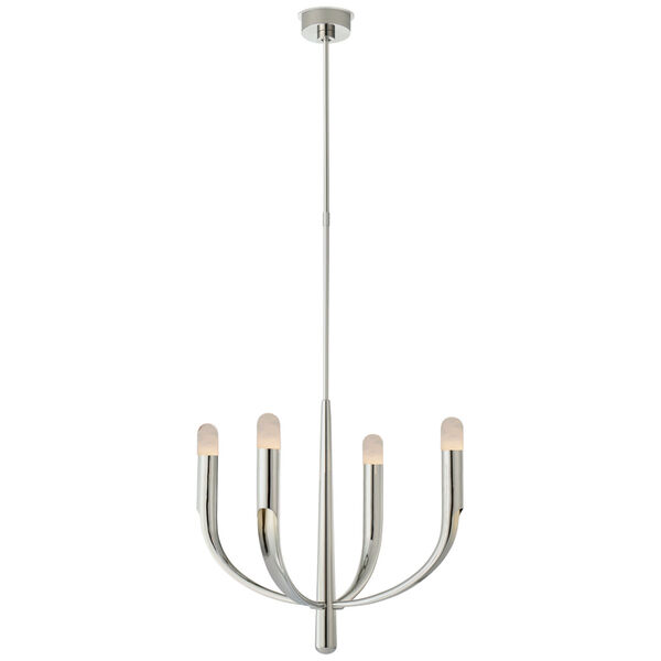 Verso Small Chandelier in Polished Nickel with Alabaster by Kelly Wearstler, image 1