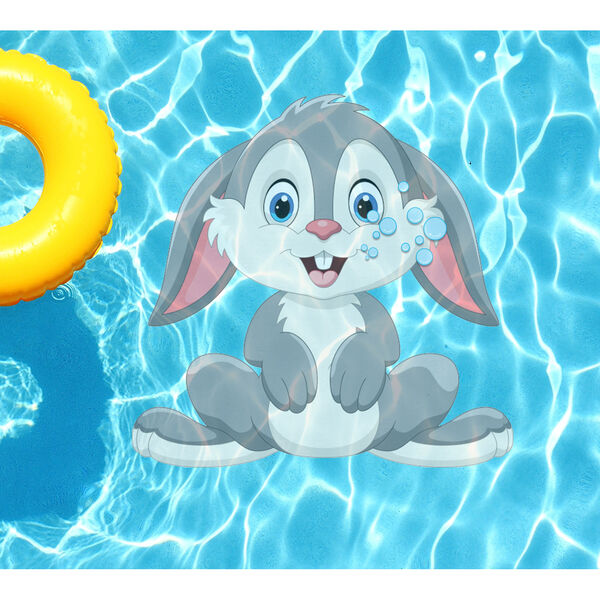 Grey Bunny Underwater Pool Tattoo, image 1