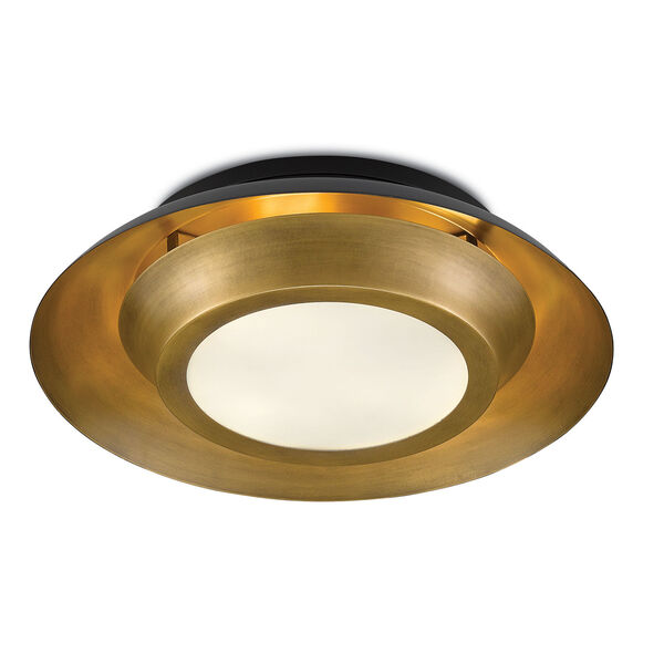 Metaphor Painted Antique Brass and Painted Black Three-Light Flush Mount, image 4