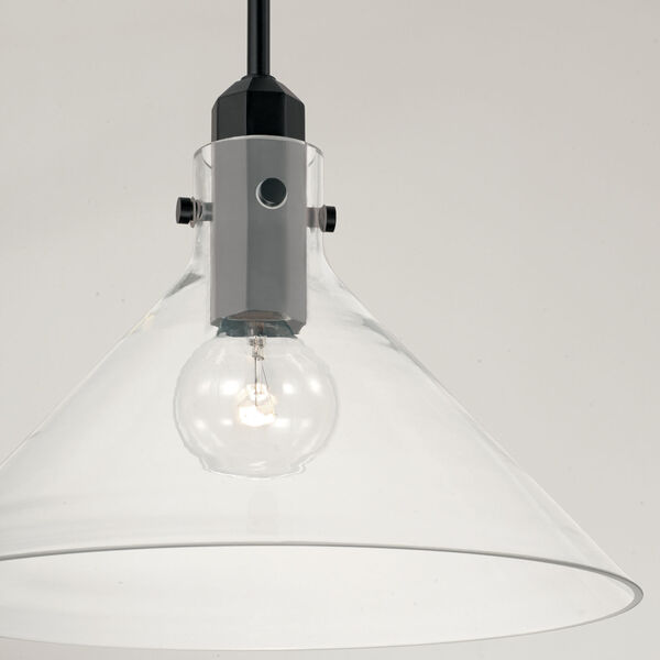 Greer Matte Black One-Light Pendant with Clear Glass, image 2