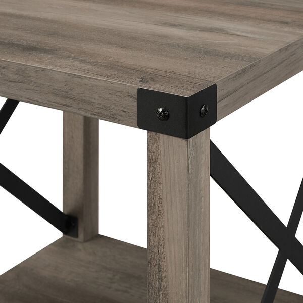 Metal X Rustic Wood Side Table , image 5