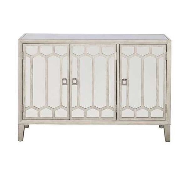 Ledger Aged White Credenza with Glass Inlay, image 2
