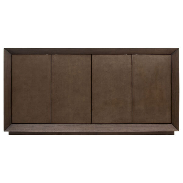 Dark Brown and Metallic Undertones Edwards Leather Cabinet, image 1
