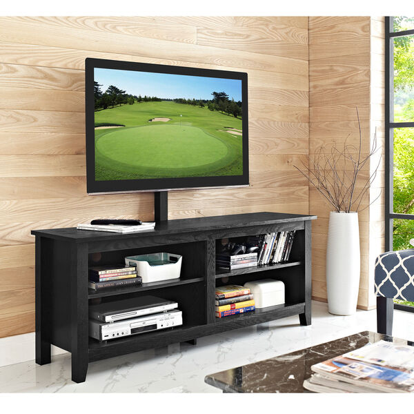 58-inch Wood TV Console with Mount - Black, image 1