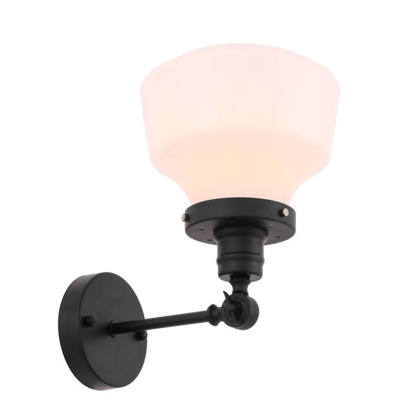 Lyle Black Eight-Inch One-Light Wall Sconce with Frosted White Glass, image 1
