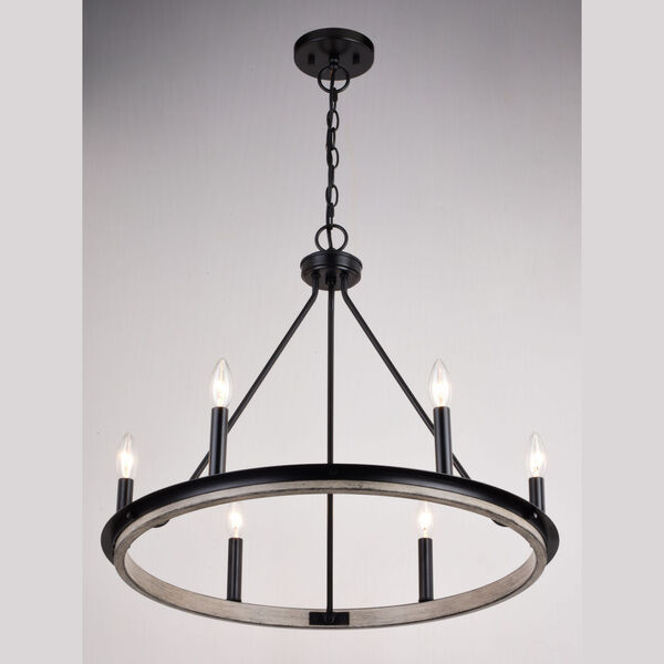 Russel Matte Black and Weathered Gray Six-Light Chandelier, image 5