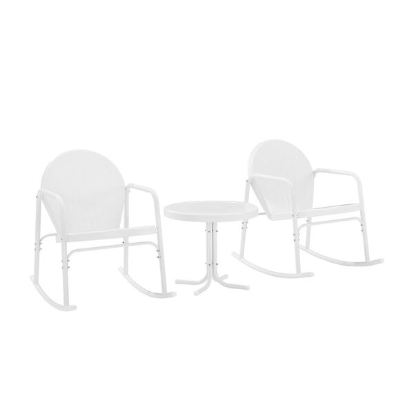 Griffith White Gloss and White Satin Outdoor Rocking Chair Set, Three-Piece, image 2