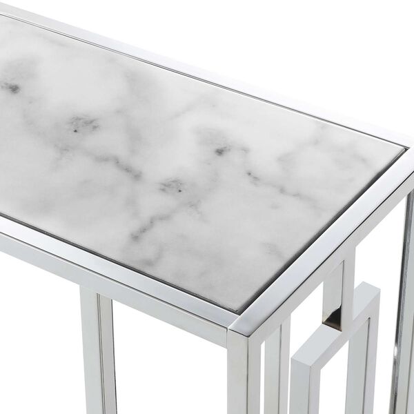 Town Square White Marble Chrome Marble C End Table, image 5