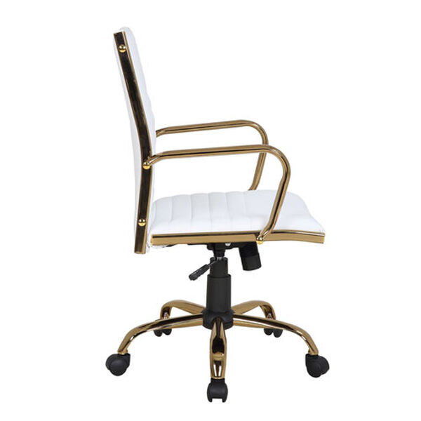 Master Gold and White Faux Leather Office Chair, image 2
