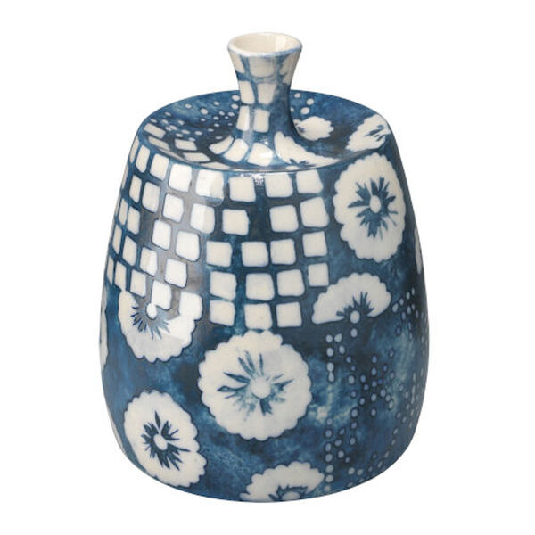 Hana Blue and Off White Cermaic Vase, Set of 4, image 5