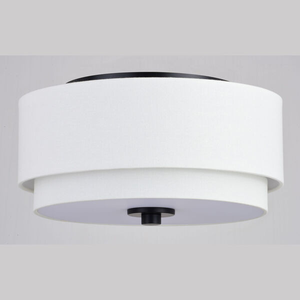 Burnaby 13-Inch Two-Light Flush Mount with White Fabric Drum Shade, image 5