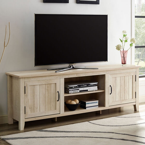 Walker Edison Furniture Co. White Oak TV Stand W70CS2DWO | Bellacor