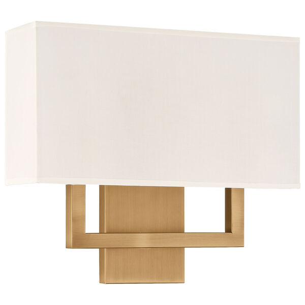 Mid Town Brass-Antique and Satin Rectangular Two-Light LED Wall Sconce, image 6