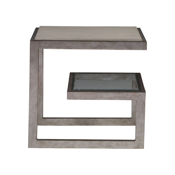 Signature Designs Light Gray and Silver Leaf Soiree Rectangular End Table, image 3