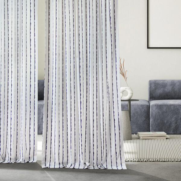 Sharkskin Blue Printed Cotton Single Panel Curtain, image 4
