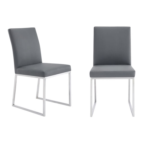 Trevor Gray with Brushed Stainless Steel Dining Chair, Set of Two, image 1