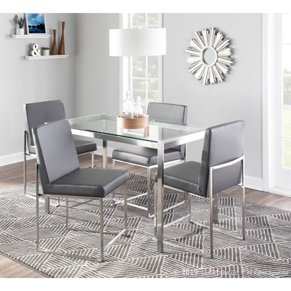 Fuji Brushed Stainless Steel and Grey High Back Dining Chair, Set of 2, image 3