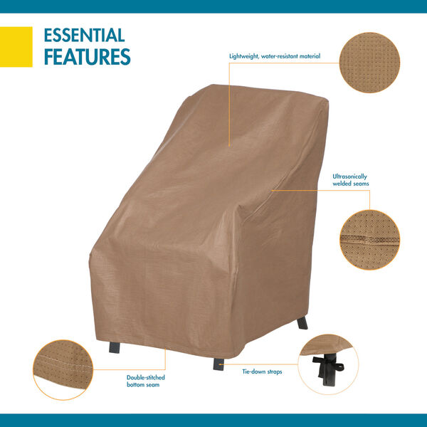 Essential Latte 26-Inch Patio High Back Chair Cover, image 3