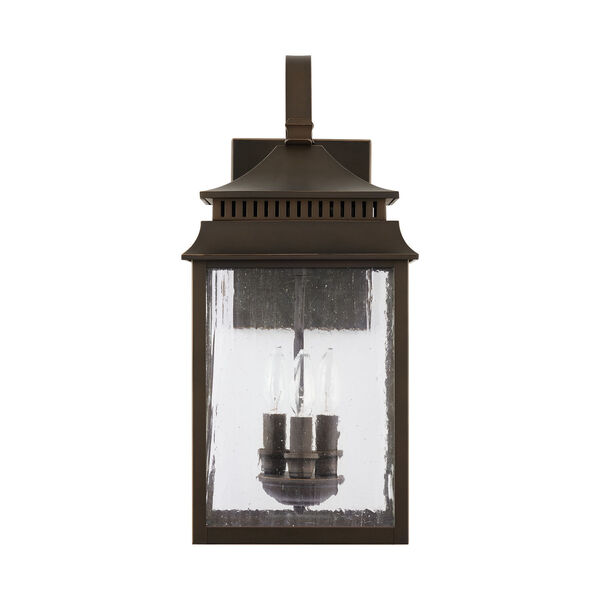 Sutter Creek Oiled Bronze Three-Light Outdoor Wall Mount with Antiqued Water Glass, image 1