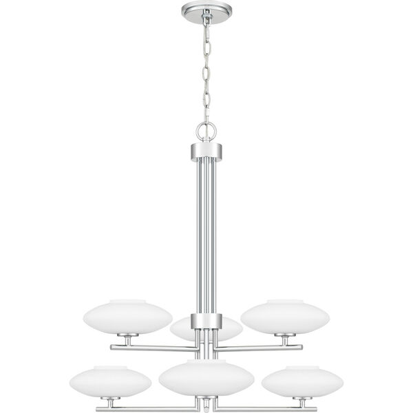 Chenal Polished Chrome and White Six-Light Chandelier, image 4