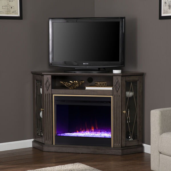 Austindale Light Brown Electric Color Changing Fireplace with Media Storage, image 1