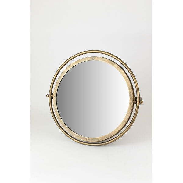 Gold Round Wall Mirror with Adjustable Bracket, image 2