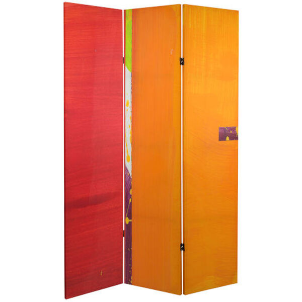 Tall Double Sided Vermilion Red and Orange Canvas Room Divider, image 1