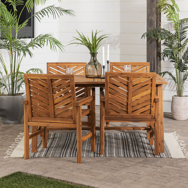 Vincent Brown Solid Acacia Wood Patio Dining Set, 5-Piece, image 4