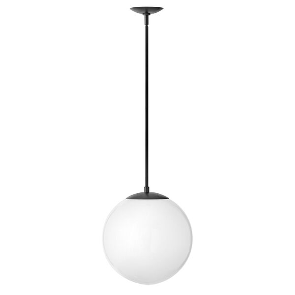 Warby Black One-Light Pendant with White Glass, image 1