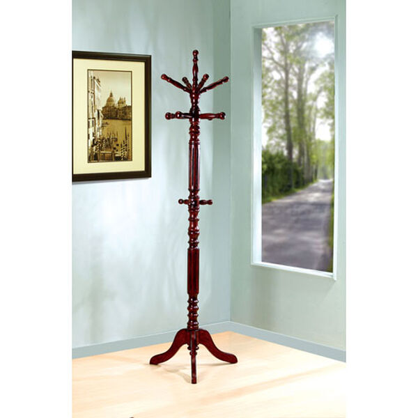 Walnut Traditional Coat Rack with Spinning Top, image 1