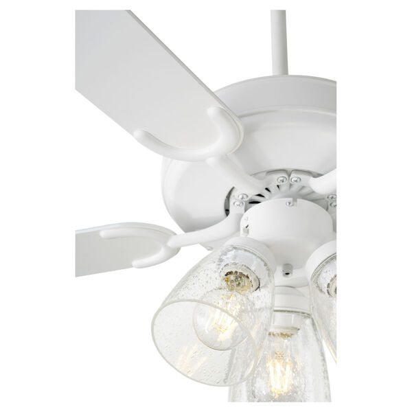Virtue Studio White Three-Light 52-Inch Ceiling Fan with Clear Seeded Glass, image 4