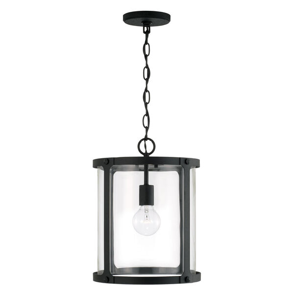Brennen Black Iron One-Light Pendant with Clear Glass, image 1
