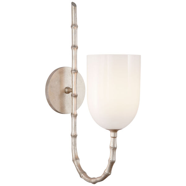 Edgemere Wall Light in Burnished Silver Leaf with White Glass by AERIN, image 1