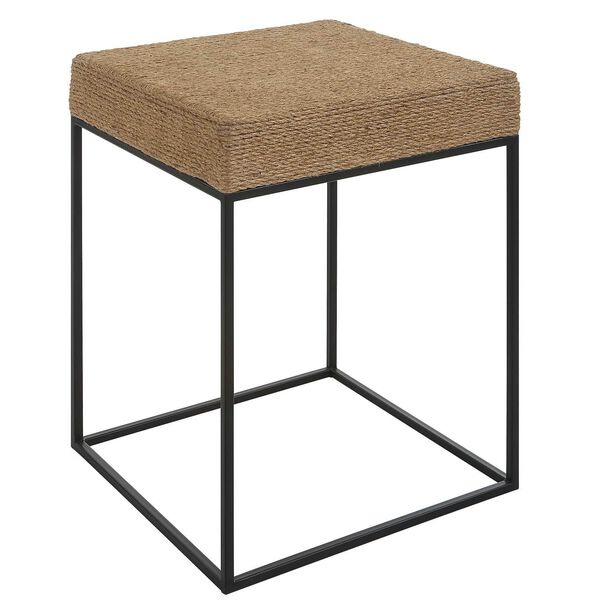Laramie Natural and Black Rustic Rope Accent Table, image 5