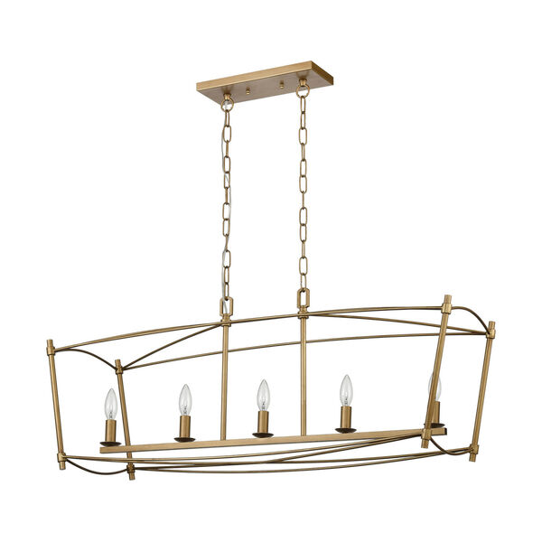 Trapan Aged Gold Five-Light Island Chandelier, image 3