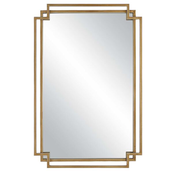 Afton Overlapping Brushed Gold Frame Wall Mirror, image 2