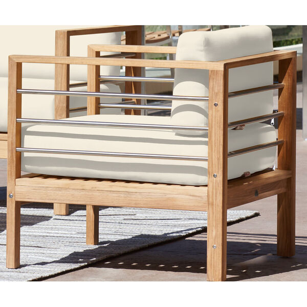 SoHo Natural Teak Four-Piece Outdoor Deep Seating Sofa Set with Sunbrella Cushion, image 5