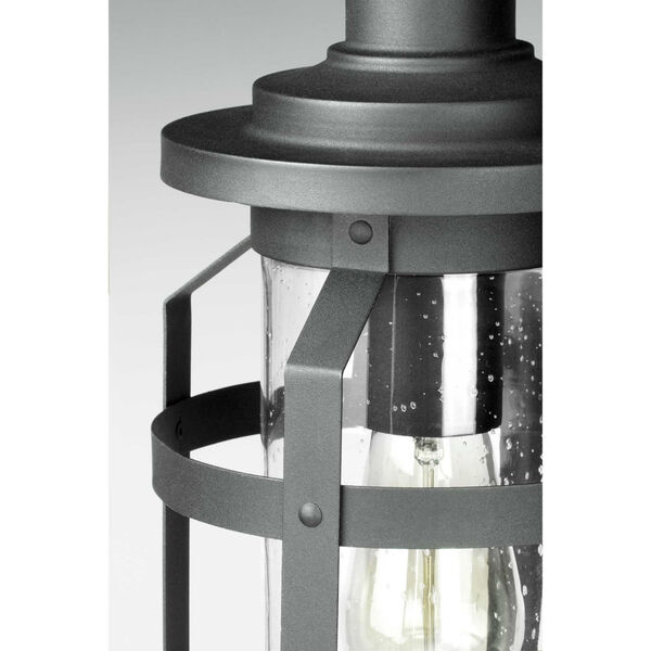 Haslett Black 7-Inch One-Light Outdoor Wall Lantern With Transparent Seeded Glass, image 3
