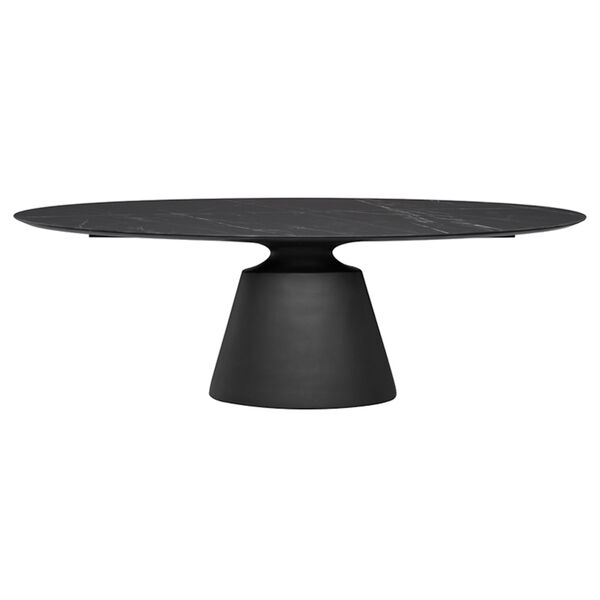 Taji Matte Black 93-Inch Dining Table with Oval Top, image 2