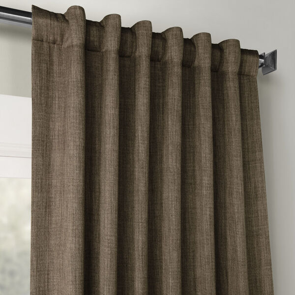 Faux Linen Blackout Brown 50 x 84 In. Curtain Single Panel, image 4